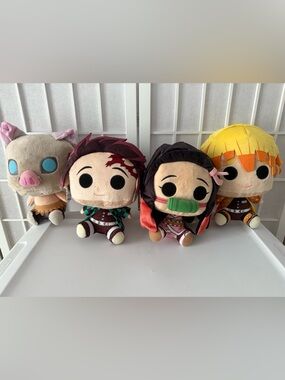 Demon Slayer Funko Plush Set (4) Tanjiro Nezuko Zenitsu Inosuke 7” Anime Plush